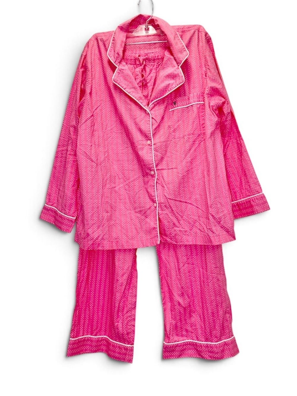 Victoria's Secret Cotton Pajama Set Large Pink with White Hearts Lounge